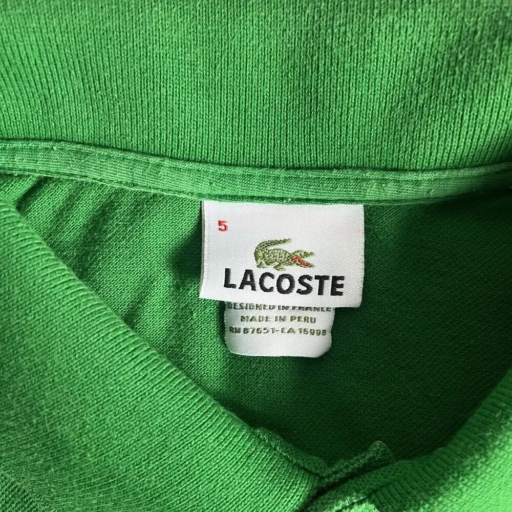 Lacoste Shirt Mens 5 Kelly Green Polo Short Sleeve Preppy Colorful